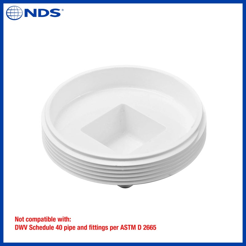 NDS 41P8 PVC S&D Cleanout Plug, with 4-Inch MPT Connection, Works with 4-Inch FPT drain fittings attached to Sewer and Drain Pipe, White - Image 5